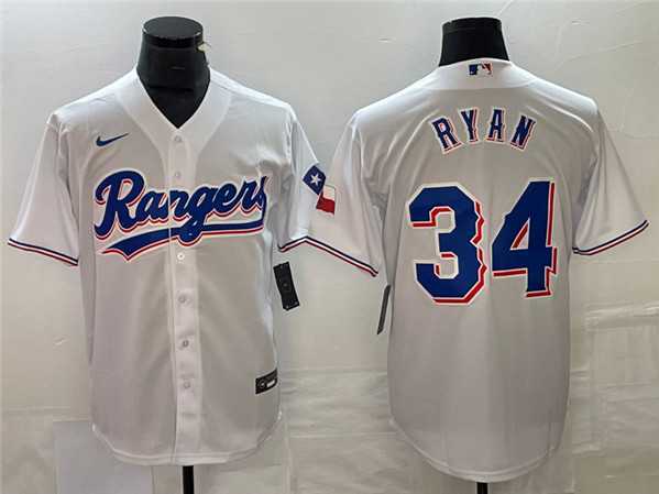 Men%27s Texas Rangers #34 Nolan Ryan White Cool Base Stitched Baseball Jersey